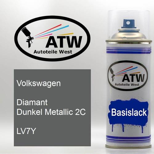 Volkswagen, Diamant Dunkel Metallic 2C, LV7Y: 400ml Sprühdose, von ATW Autoteile West.